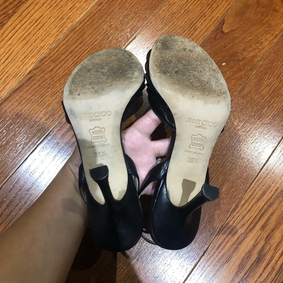 Jimmy Choo Black Leather Slingback Sandals 36.5 - Picture 5 of 5